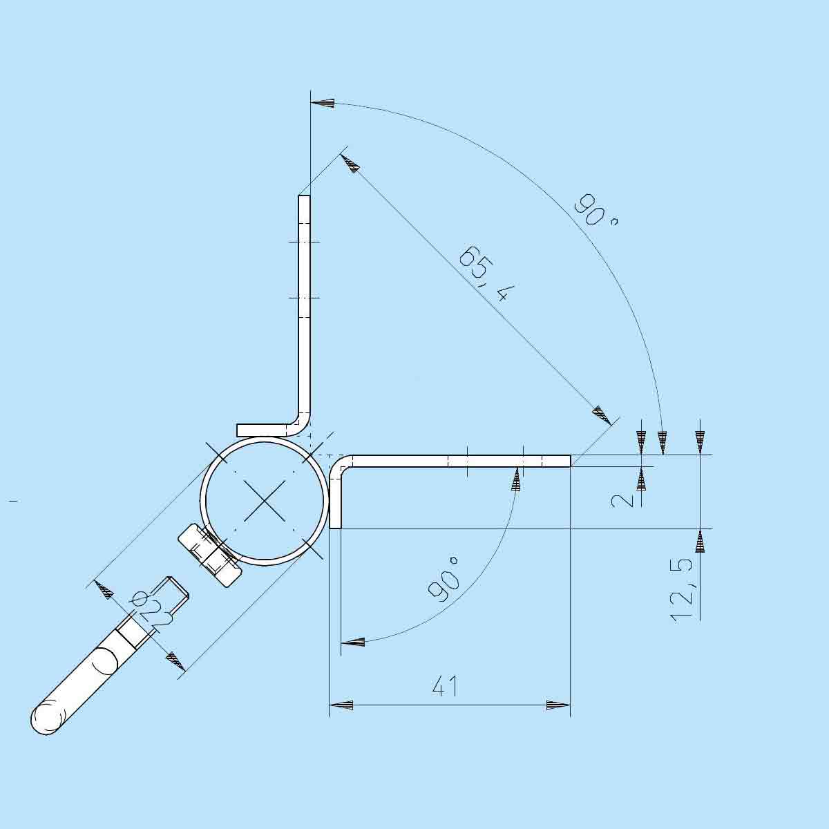 Wand - Eckhalterung zeichnug